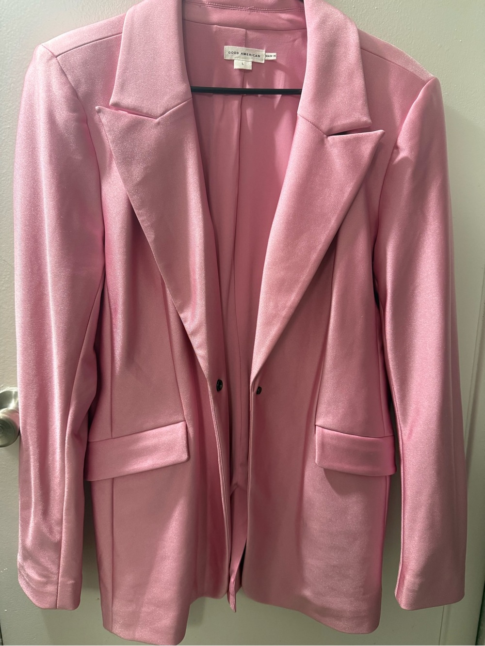 Good American Dusty Rose Single-Breasted Blazer
